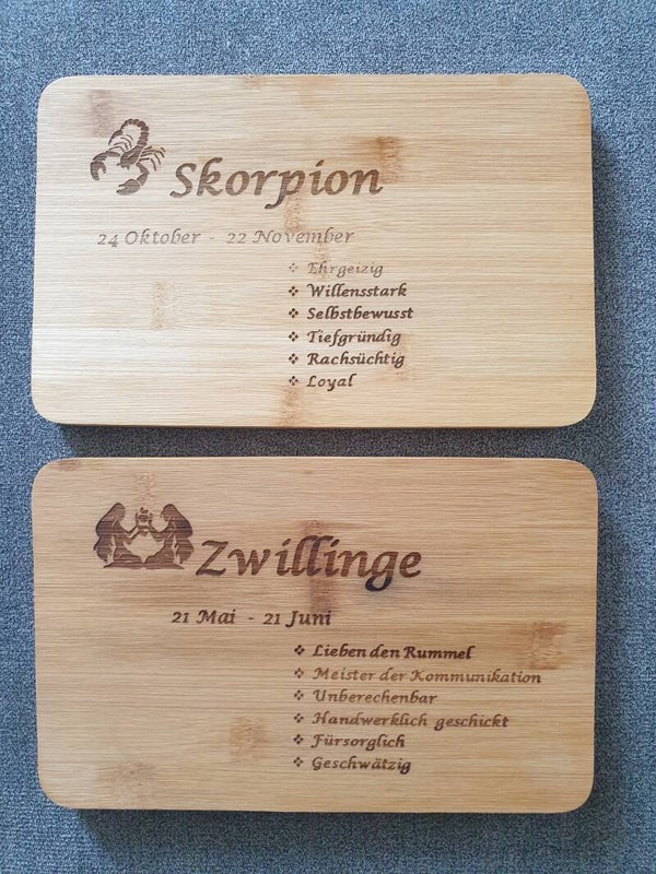 Sternzeichen Brotzeitbrettchen/Frühstücksbrettchen