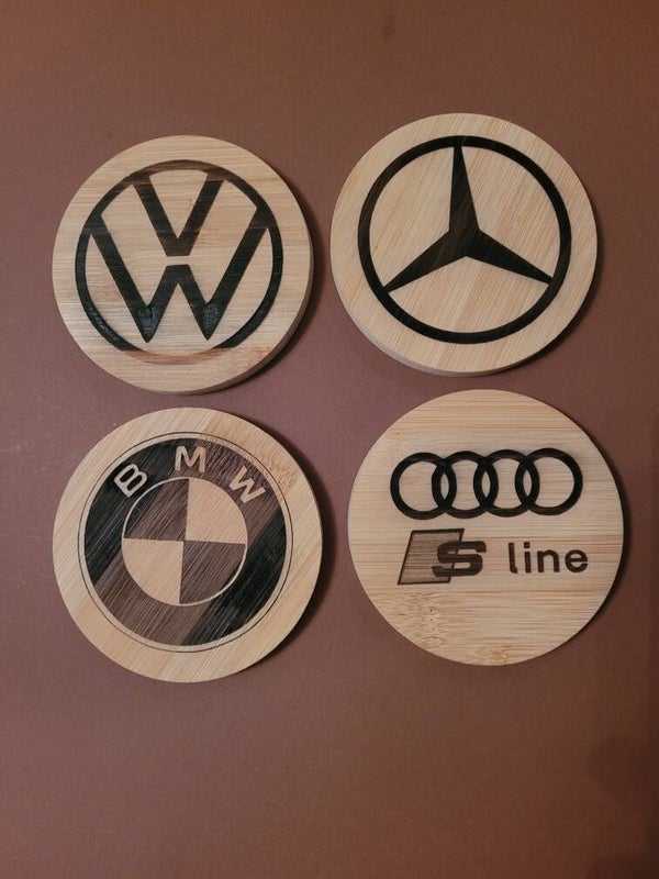 Glasuntersetzer Ø10cm mit Autohersteller Logo Gravur