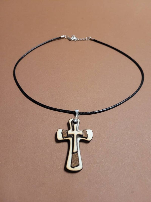 Auto Spiegelanhänger Kreuz/Glücksbringer aus Holz  Spiegel Deko