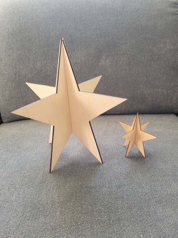 Deko-Holzstern natur - Aufsteller - Weihnachtsstern - Weihnachtsdeko Stern 2 Größen