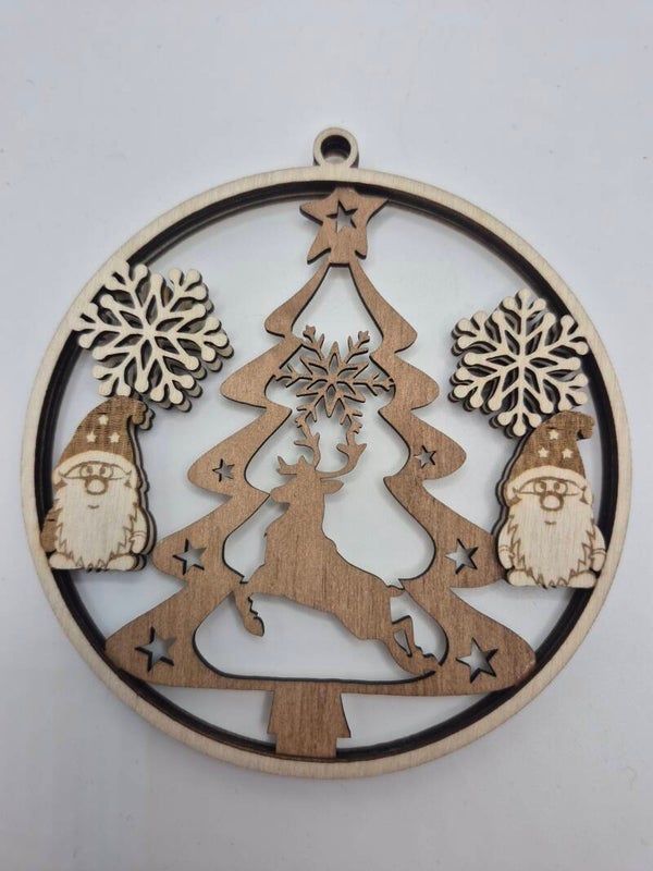 🎄 Holz Christbaumschmuck – Rentier & Weihnachtsbaum 🎄