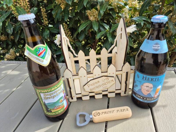 Personalisierter Biergarten-Korb /Flaschenöffner – Wunschgravur möglich