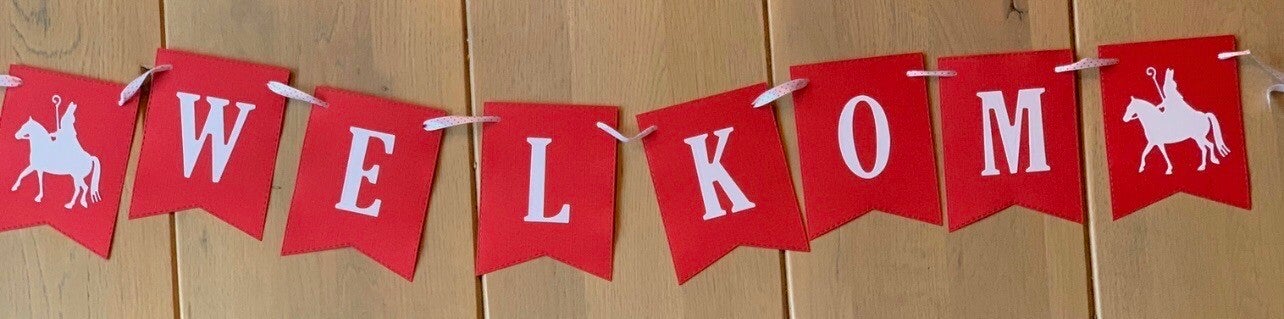 Sinterklaas - slinger - Welkom - rood/wit