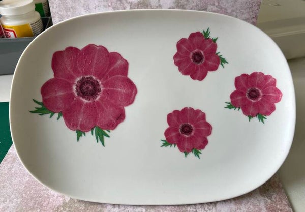 Decopage - aardewerk - ovaal - Anemoon