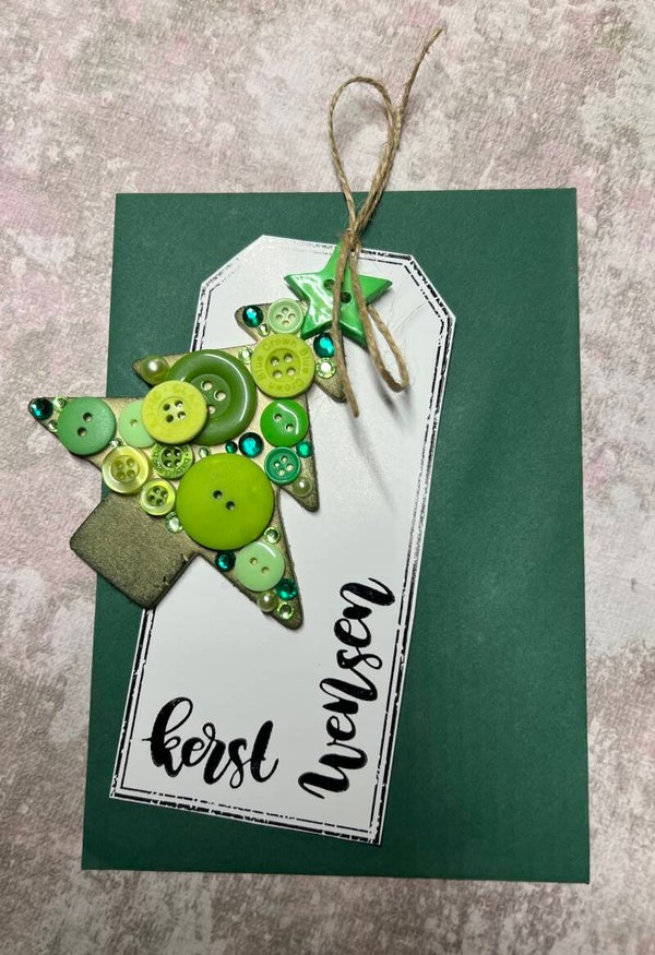 Feestdagen - kerst - labelkaartje met verrassing - groen