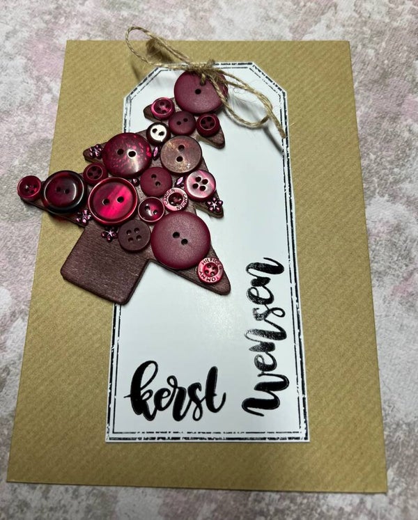 Feestdagen - kerst - labelkaartje met verrassing - donkerrood