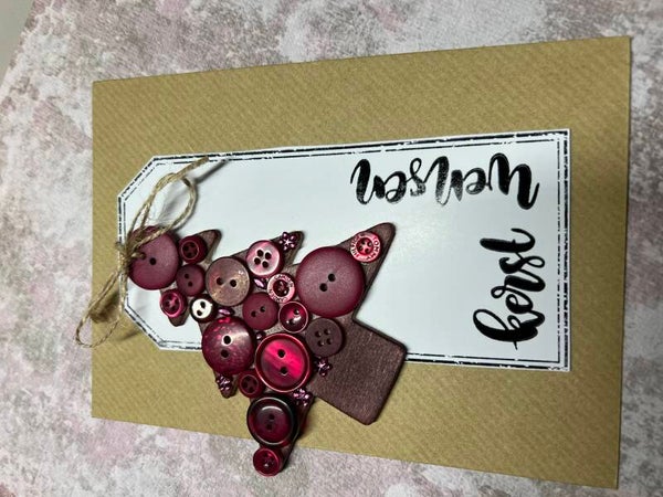 Feestdagen - kerst - labelkaartje met verrassing - donkerrood