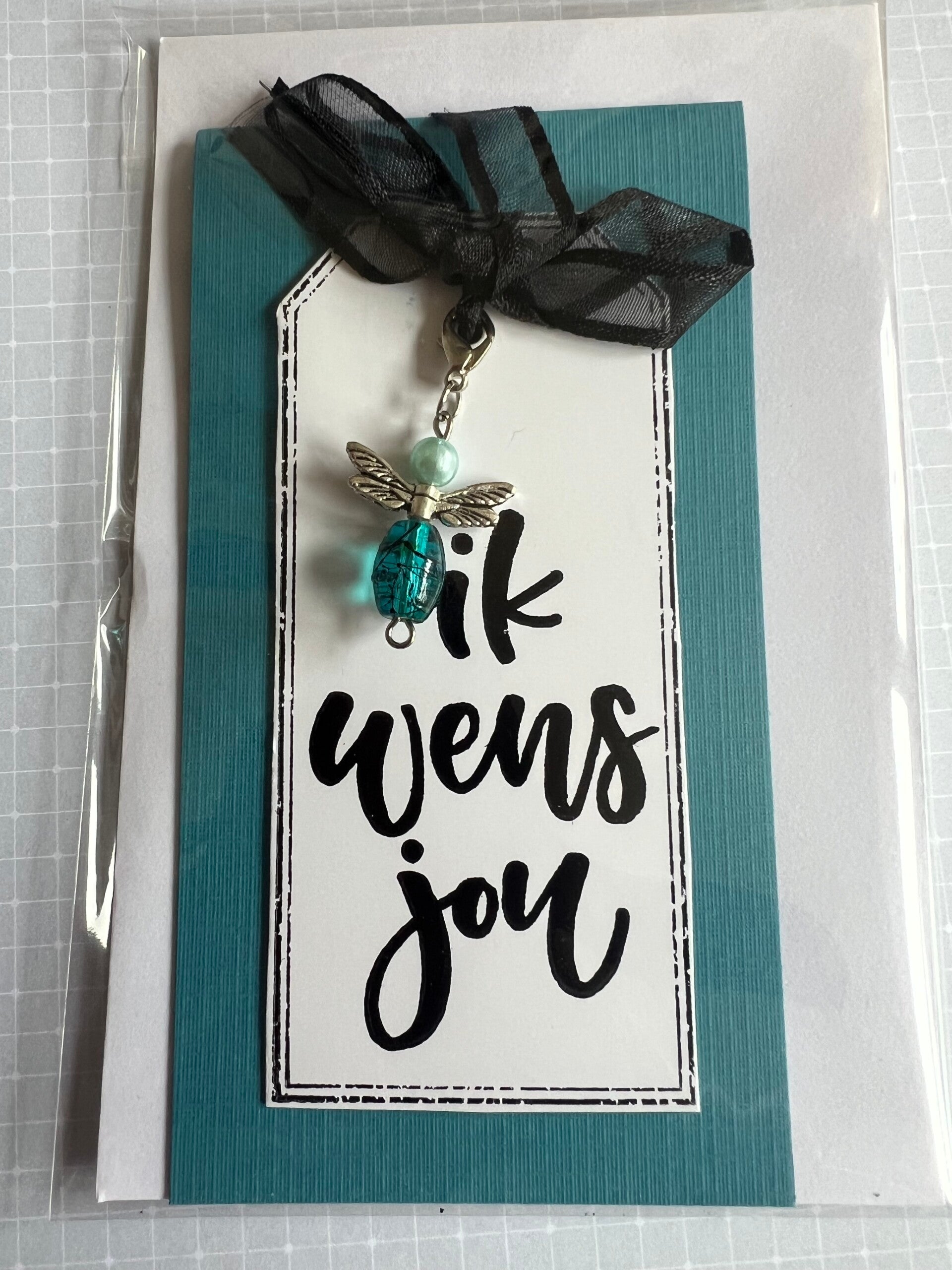 Condoleance - Wensengeltje - blauw/zwart