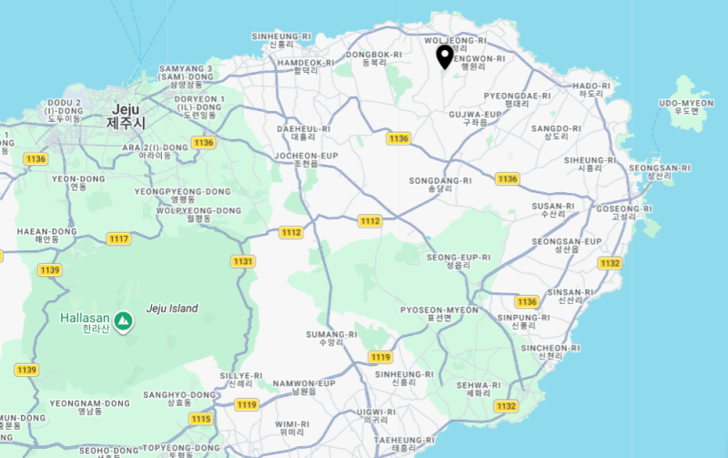 corée du sud korea l'île de Jeju island grotte de manjanggul lava cave carte map