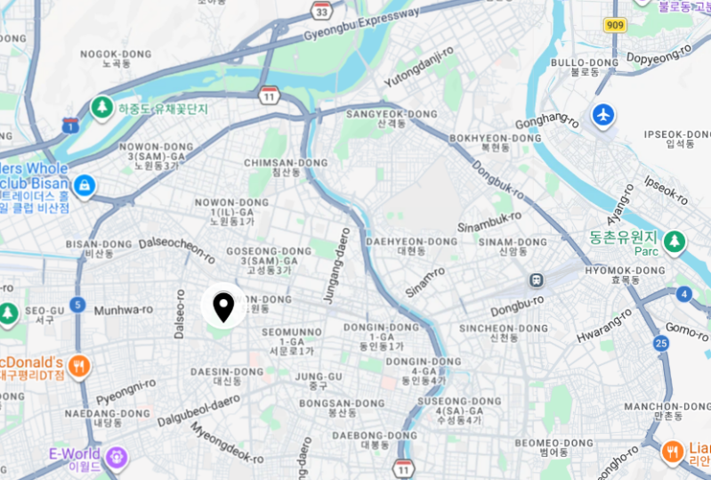 corée du sud korea daegu taegu parc dalseong park zoo carte map