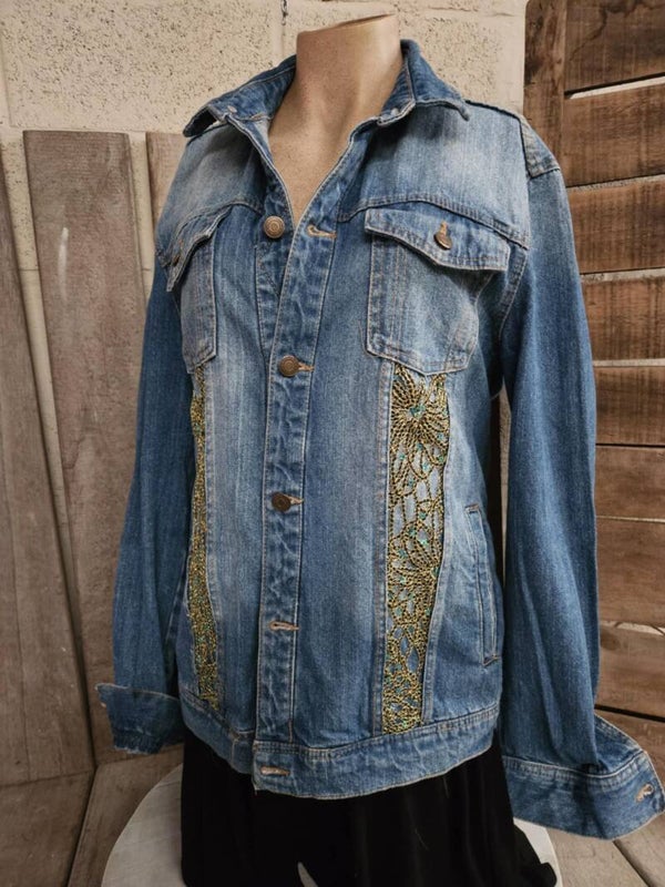 Golden Lace Denim Jacket