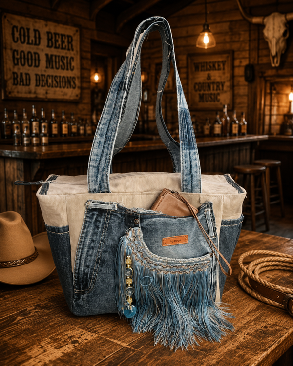 Blue Prairie Fringe Tote