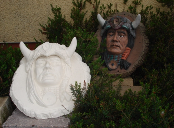 Indianenhoofd met bizon hoorns