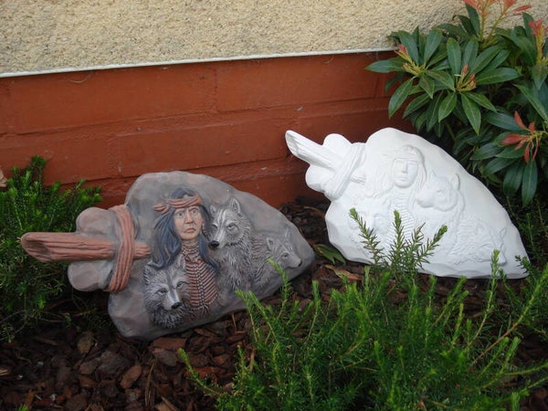 indiaan met wolf pijlpunt