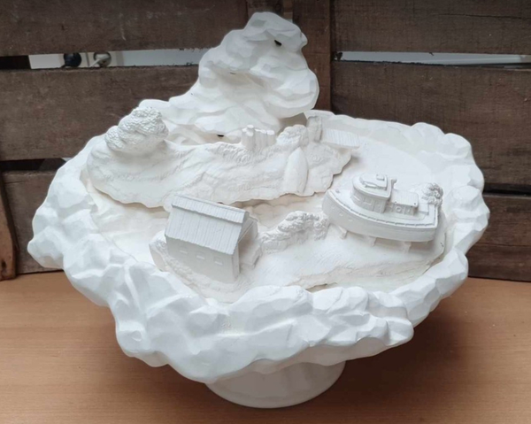 tuinschaal rotsen  bootje