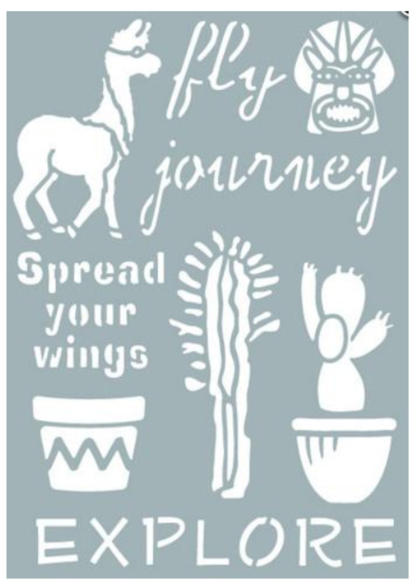 84 :Lama en cactus stencil