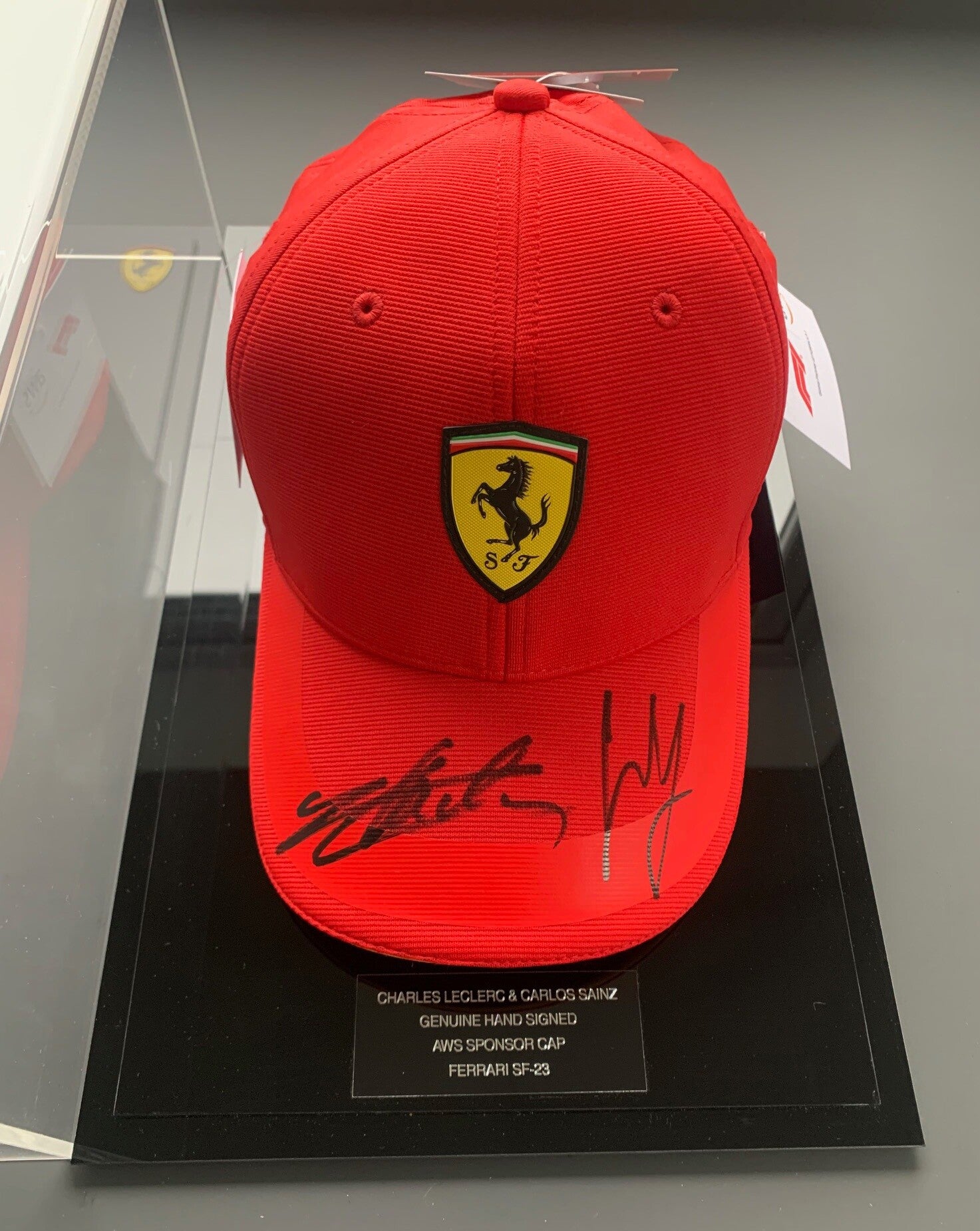 Charles Leclerc & Carlos Sainz Signed AWS Ferrari Cap