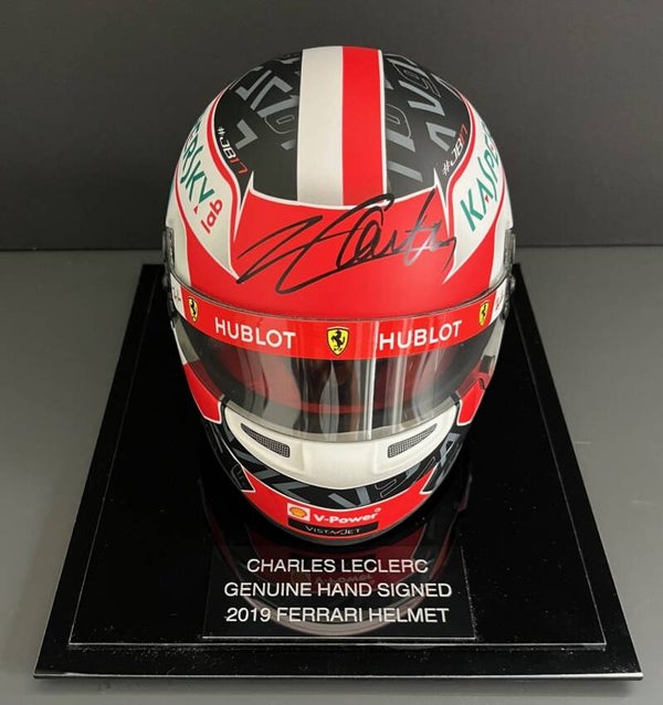 Charles Leclerc Signed 1/2 2019 Ferrari Helmet