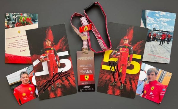 Leclerc & Sainz Signed Ferrari 2022 Photo Cards