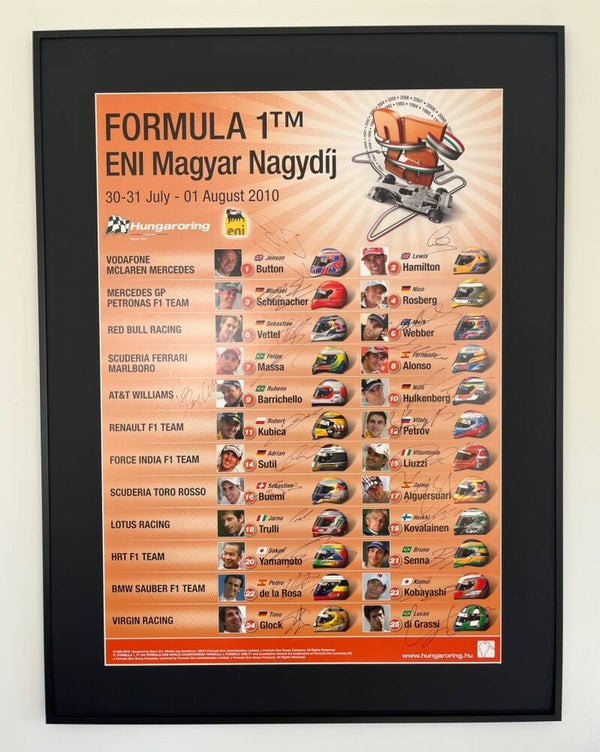 24 Signed Inc 6 X World Champions Framed FIA Poster
