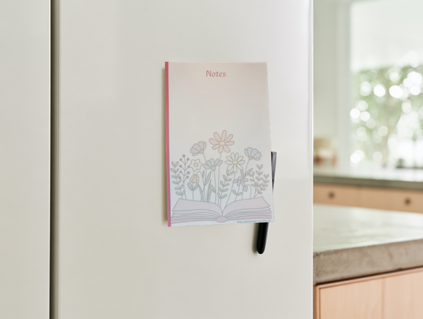 Bloc-note Livre fleuri Rose et mauve