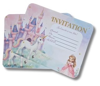 Carte d'invitation pour fête d'enfant - Princesse et licorne