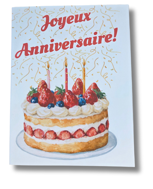 Carte d'anniversaire et enveloppe - Shortcake aux fraises