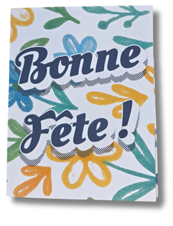 Carte d'anniversaire et enveloppe - Bonne fête bleue