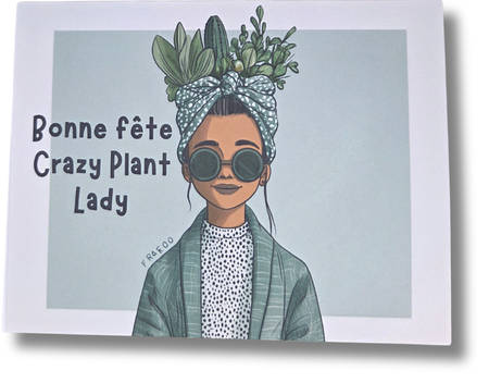 Carte d'anniversaire et enveloppe - Crazy Plant Lady