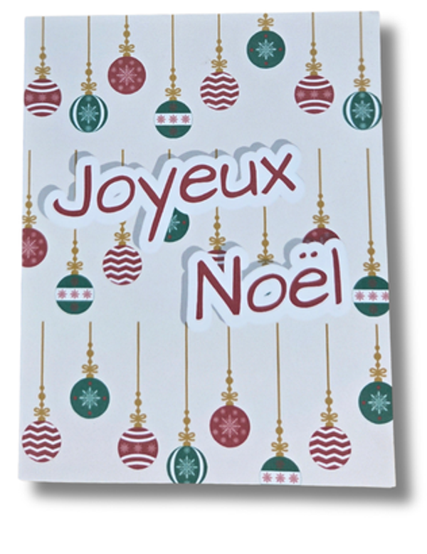 Carte de Noël et enveloppe - Boules de Noël