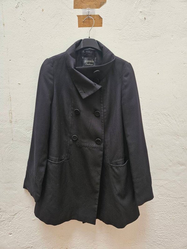 Chaqueta negra larga tipo gabardina talla 38 de Pimkie