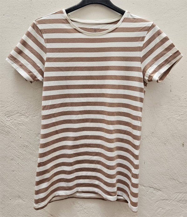 Camiseta de rayas marrones y blancas talla S de Primark