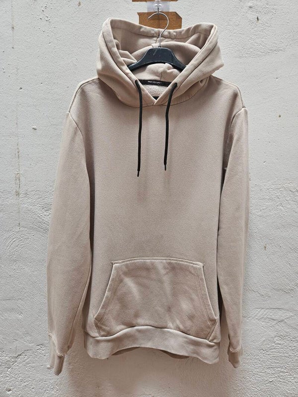 Sudadera beig con capucha y bolsillo talla M de Bershka