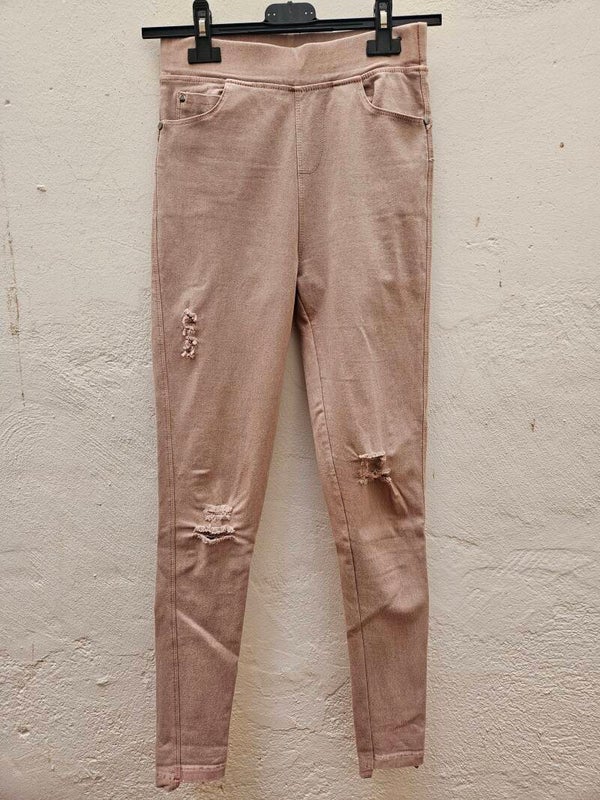 Tejano fino elástico y súper pitillo rosa palo talla S/M