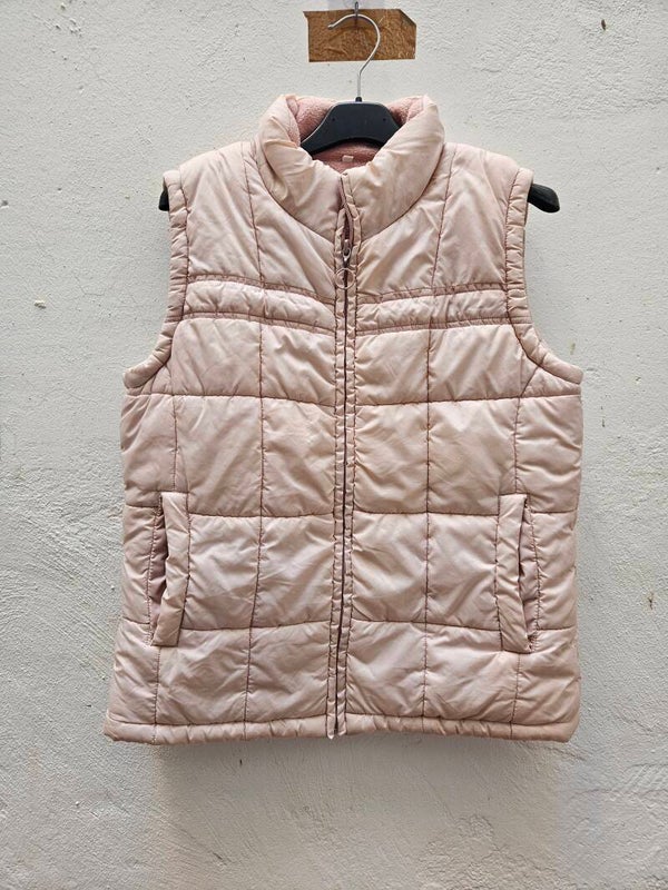 Chaleco acolchado rosa con borrego talla M