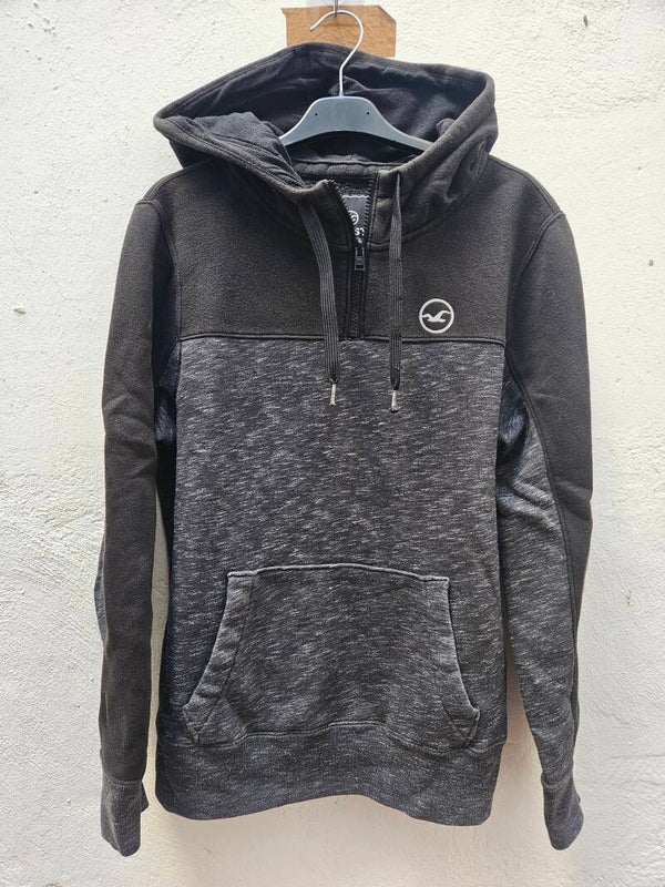Sudadera negra y gris con capucha con uso talla XS de Hollister