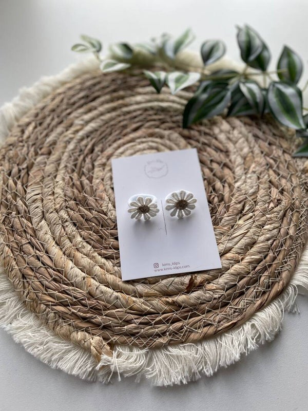 Mini elastiekjes Bloem wit/goud