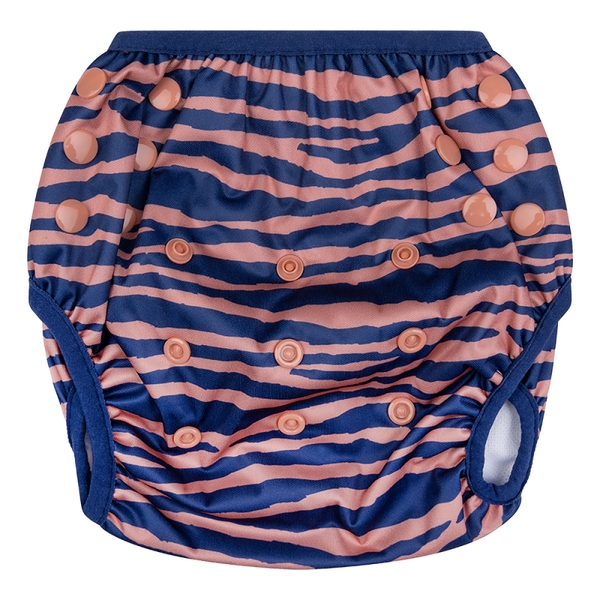 Wasbare zwemluier - Blauwe oranje zebra