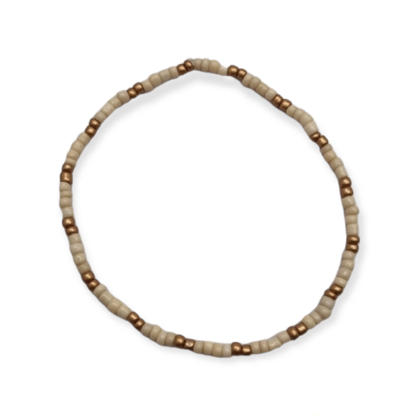 Kralenarmband bruin-beige