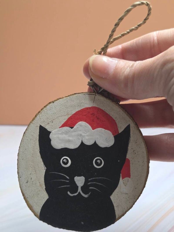 Kersthanger hout black cat