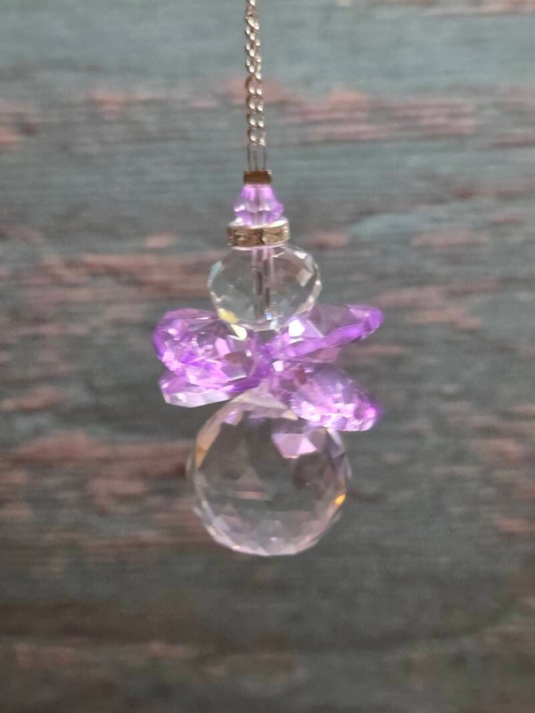Engel regenboogkristal raamhanger - paars