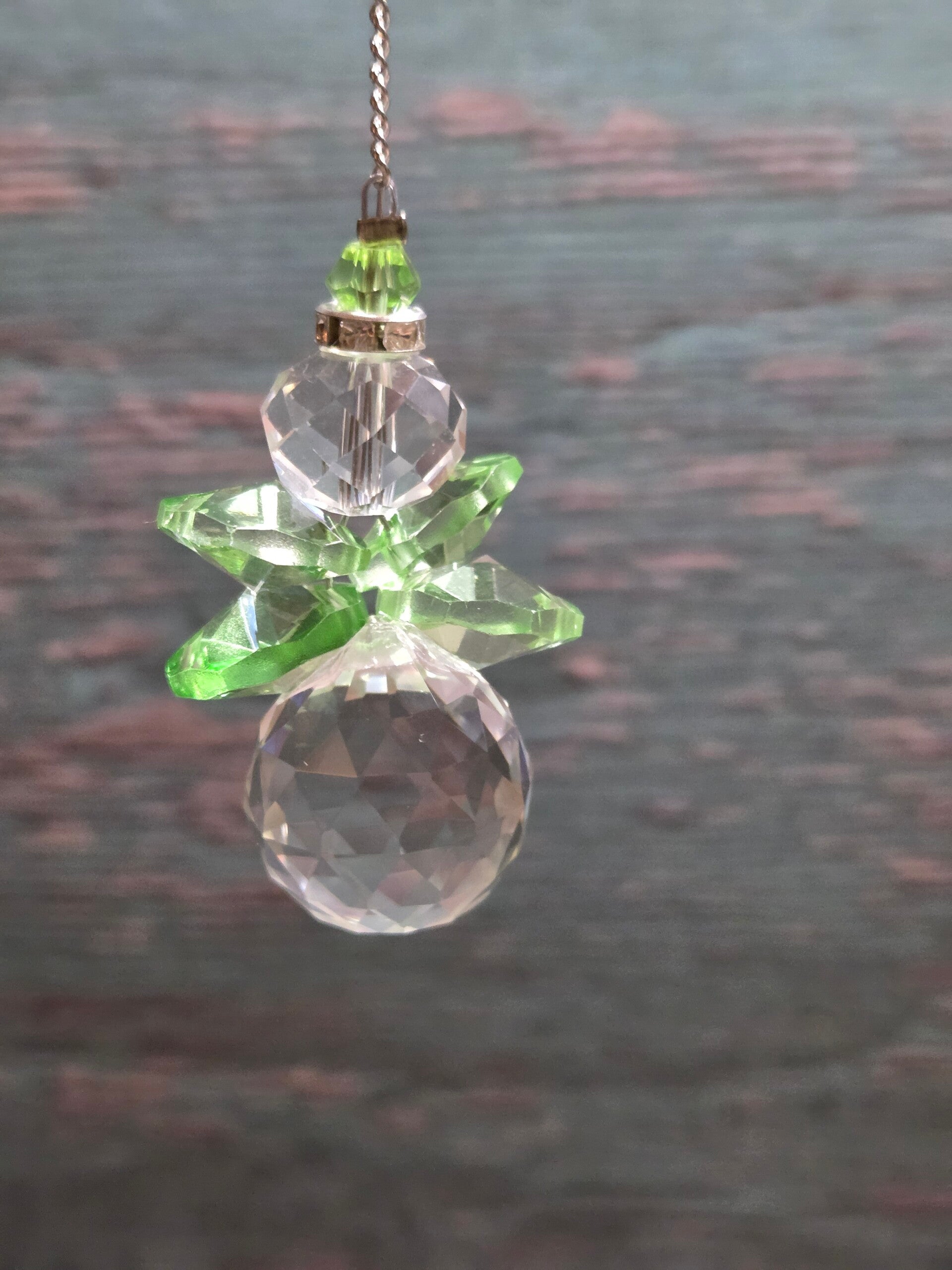 Engel regenboogkristal raamhanger - groen