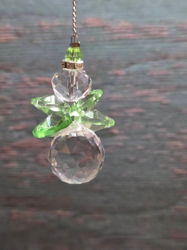 Engel regenboogkristal raamhanger - groen