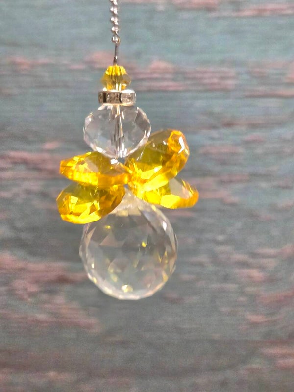 Engel regenboogkristal raamhanger - geel