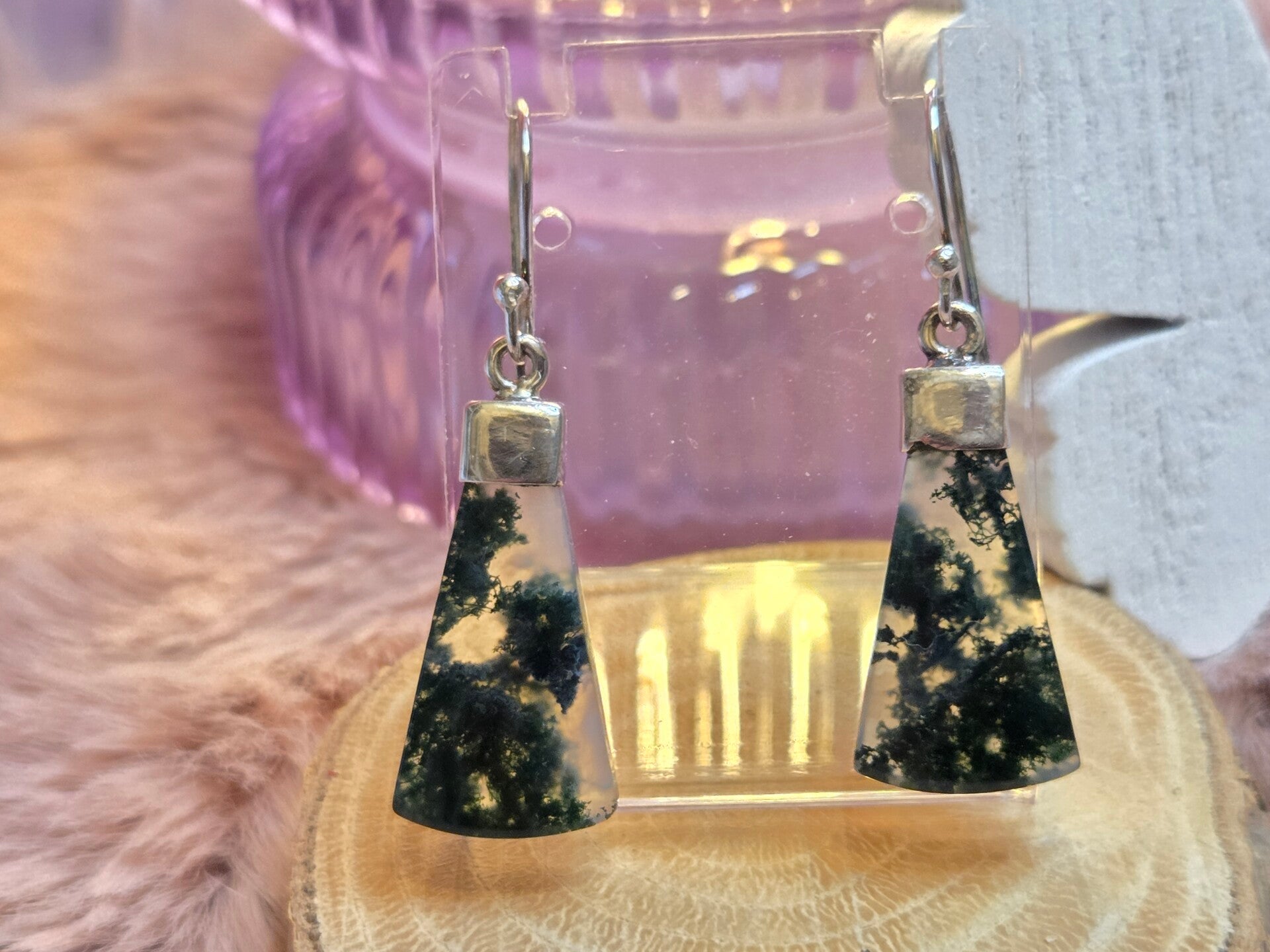 Mosagaat oorhangers - prachtig paar