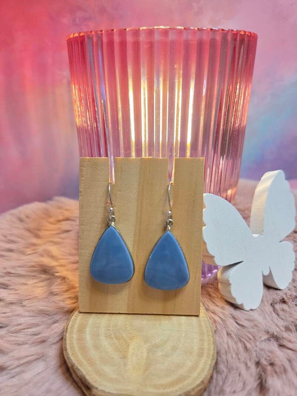 Blauwe owyhee opaal oorhangers