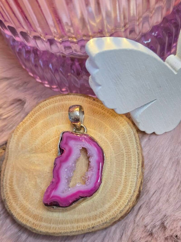 Set gekleurde geode hanger - agaat