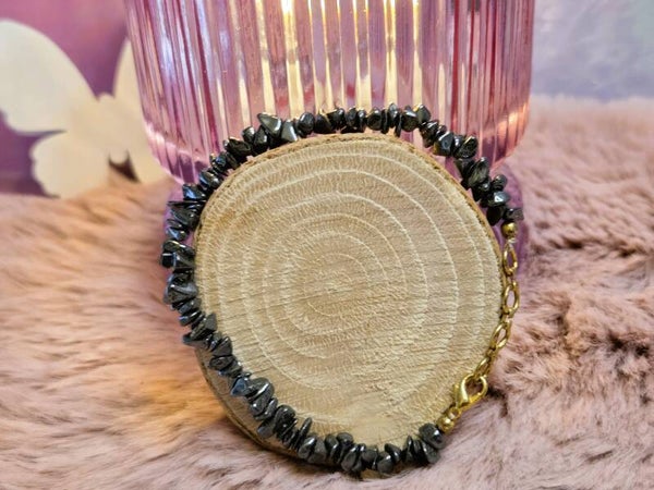 Hematiet armband split - verstelbaar