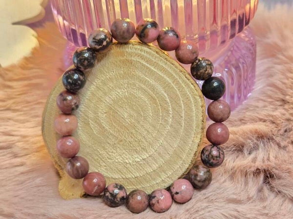 Rhodoniet armband - 8mm kraal