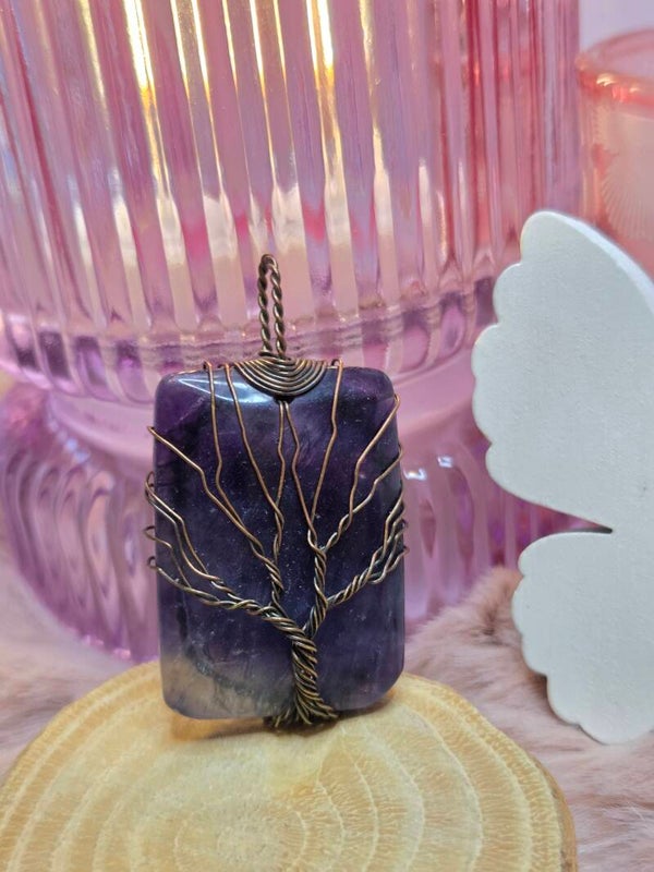 Regenboogfluoriet hanger - LEVENSBOOM